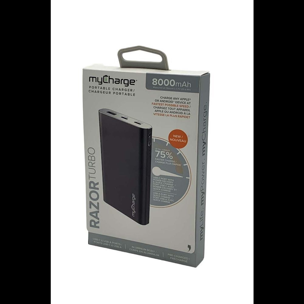 myCharge RazorMax 8,000 mAh Portable Charger Gunmetal